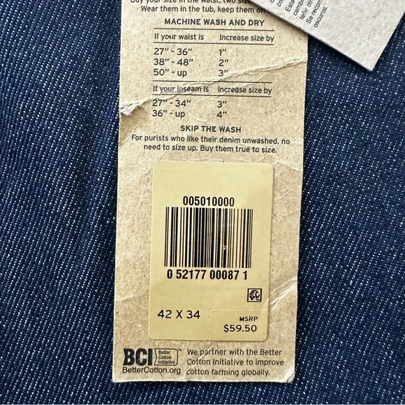 Levi's 501 Original Shrink to Fit Jeans Blue Button Fly Straight Mens 42x34-NWT - Picture 3 of 7